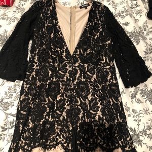 Black lace overlay romper